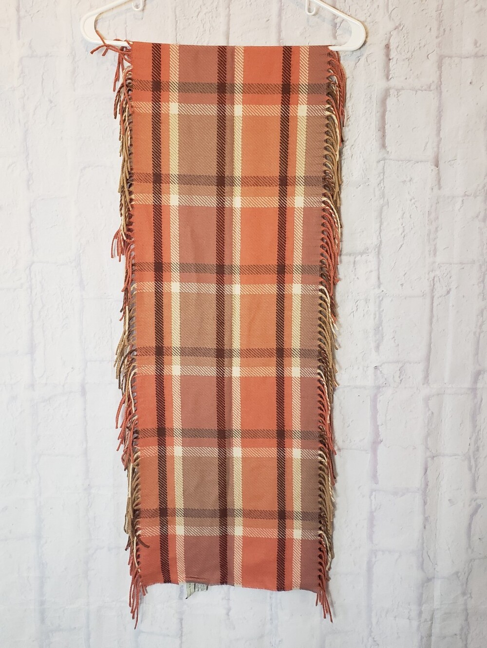 LORD & TAYLOR Plaid Fringed Fall Winter Scarf Classic